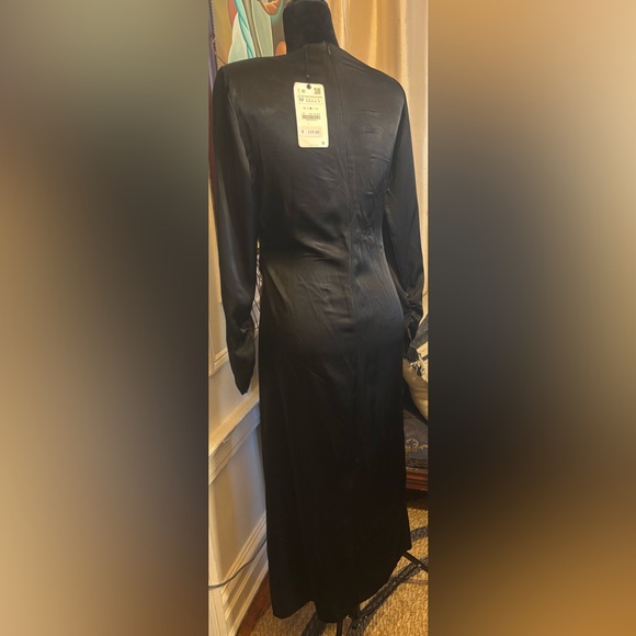 ZARA NEW LEAF SATIN EFFECT DRESS CUT OUT LONG MAXI FITTED SIZE M - Picture 9 of 12